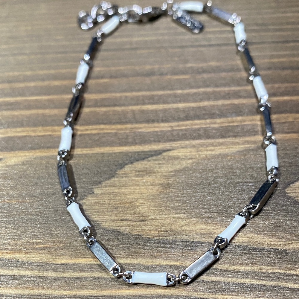 Melinda Maria Silver Tone and White Link Bracelet or Anklet